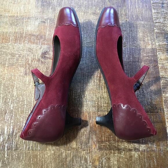 SAS San Antonio Shoes Cate Mary Jane Pump Red Womens 8 Wide Kitten Heel Comfort - Picture 7 of 10